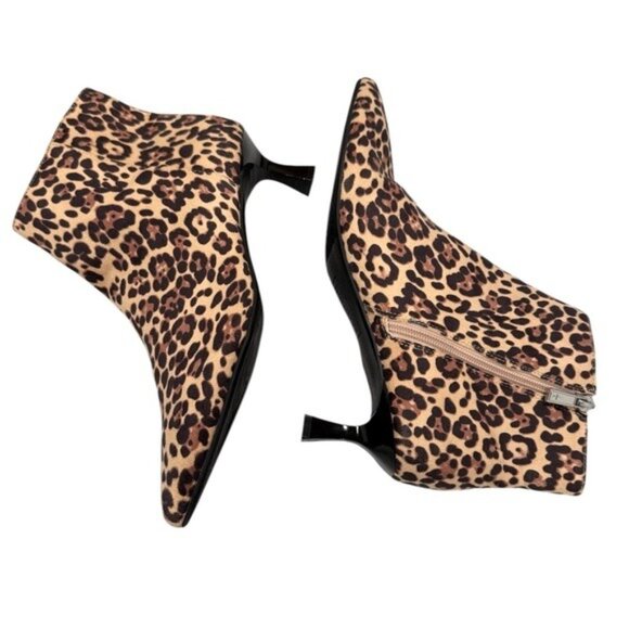 Reaction Kenneth Cole Cheetah Print Pointy Toe Sexy Kitten Heel Ankle Boots 8.5 - Picture 3 of 10